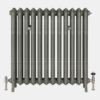 Rococo 3 column 970mm Castrads radiator in soft pewter finish
